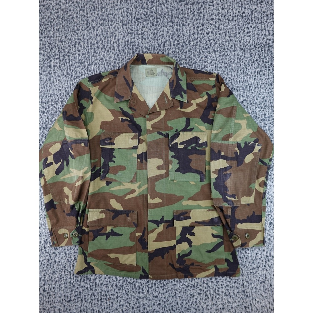 EA Industries Combat Coat Mens Medium Regular Green Woodland Camo BDU 1996 HW